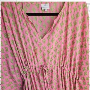 Pax Philomena Pink & Green Cactus Print Kaftan - One Size